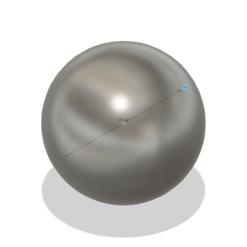 a Fusion 360 sphere with a 75mm diameter